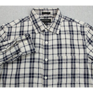 Banana Republic Shirt Mens Medium Plaid Long Sleeve Untucked Fit Button Up
